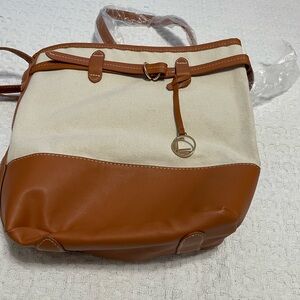Loulu Elegant Tan and Cream Canvas Buckle Bag~ Casual for‎ on the go
